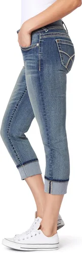 Vista 5 de WallFlower Vaqueros Luscious Curvy de 23.5” de cintura media para mujer, jeans de mezclilla Insta Stretch para juniors Albahaca