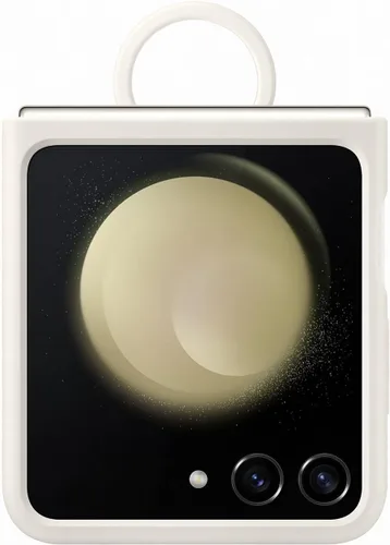 Vista 2 de Samsung Galaxy - Funda de silicona con anillo para Z Flip5, color crema