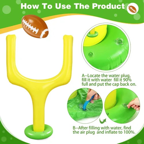 Vista 2 de Hungdao El kit de 4 piezas de suministros para fiesta de fútbol incluye 2 postes de portería de fútbol inflables gigantes y 2 pelotas gigantes