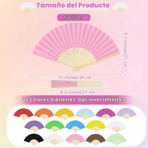 Vista 2 de Aodaer Abanicos plegables de papel de bambú para regalo de boda, recuerdos de fiesta, bricolaje, decoración del hogar, multicolor