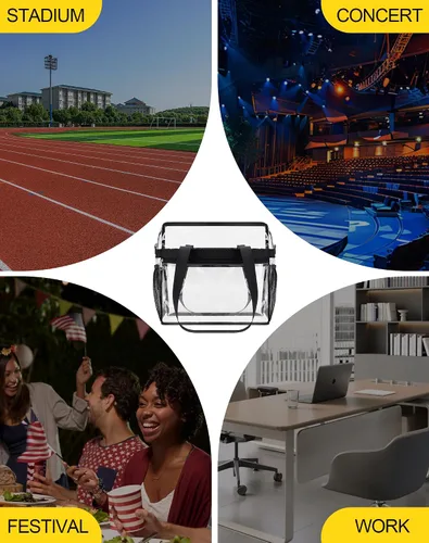 Vista 7 de Lyingflat Bolsa transparente para eventos de estadio - 12x6x12, bolsa de deporte transparente con correas reforzadas para el hombro