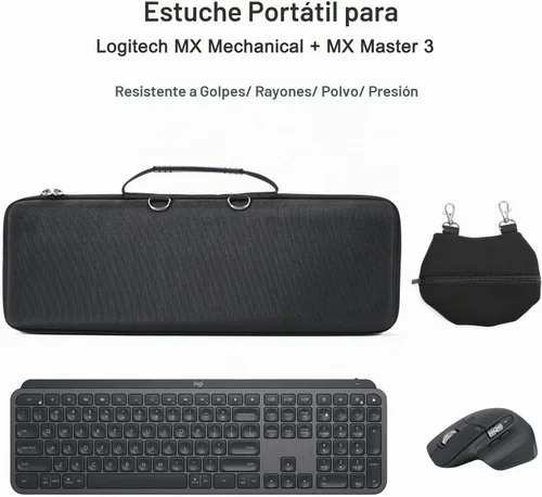 Vista 3 de RAIACE Estuche de almacenamiento duro compatible con Logitech MX Keys S/MX Keys Teclado inalámbrico iluminado avanzado.