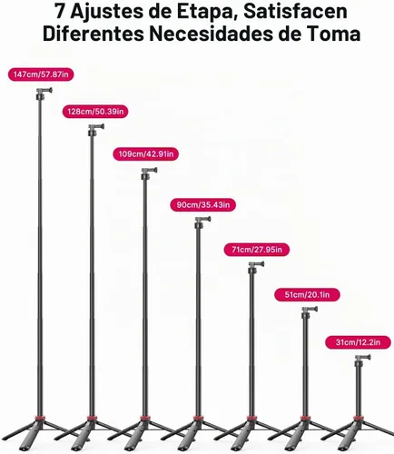 Vista 2 de Trípode autofoto extensible de 57 pulgadas para cámaras de acción - ULANZI Go Quick II Trípode de palo para cámara de acción de liberación rápida