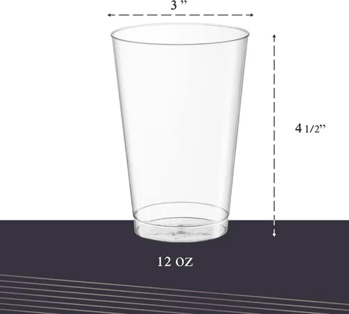 Vista 3 de PLASTICPRO Vasos desechables de plástico transparente de 12 onzas para fiestas y bodas, paquete de 50