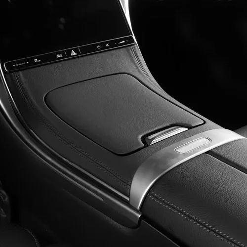 Vista 3 de Pegatina de cuero para panel de consola central, cubierta de panel de palanca de cambios de control central compatible con Mercedes Benz Clase GLC