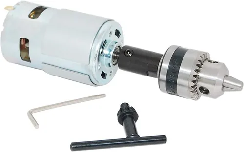 Vista 7 de CHANCS Motor de sierra 775 DC 24V 12000RPM Motor de engranaje de doble salida eje taladro Chuck Mini Sierra circular eléctrica DIY