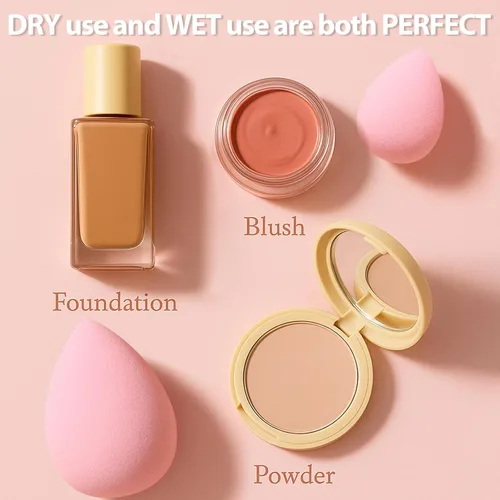 Vista 3 de Juego de esponjas de maquillaje Foonbe, esponjas difuminadoras, 7 piezas para líquido, crema y polvo, sin látex, esponjas de belleza multicolor