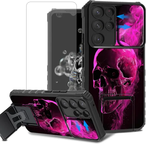 Vista 50 de Funda para teléfono Samsung Galaxy A15 5G con protector de pantalla con cubierta deslizante para cámara y soporte de doble capa híbrida resistente a
