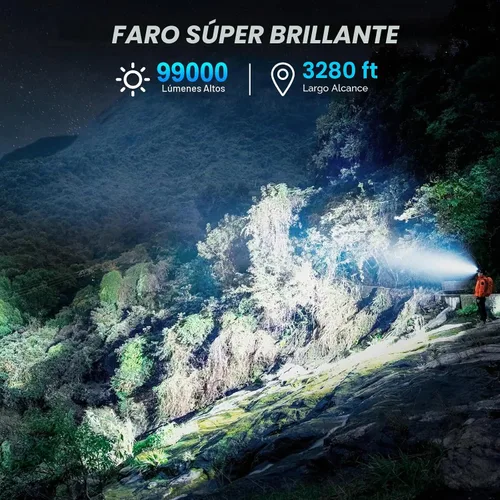 Vista 2 de Linterna frontal recargable, 99000 LM LED súper brillante con sensor de movimiento y 3 modos, luces frontales ajustables 90° para la frente, más