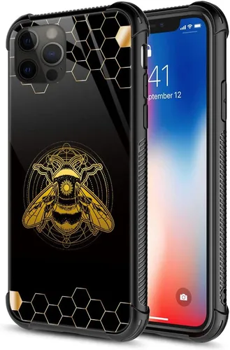 Vista 22 de ZHEGAILIAN Funda para iPhone 13, parte trasera de vidrio templado + funda protectora de TPU de silicona suave con diseño de munición