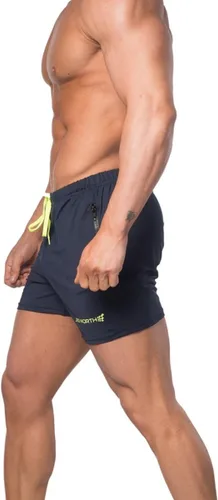 Vista 2 de Jed North Pantalones cortos de gimnasio para culturismo con entrepierna de 4 pulgadas para hombre con bolsillos con cremallera, pantalones cortos