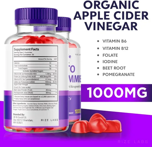 Vista 5 de rize labs - BioLyfe Keto ACV Gummies fórmula avanzada vinagre de sidra de manzana máxima fuerza (60 gomitas)