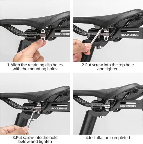Vista 6 de ROCKBROS Jaulas para botellas de agua para bicicleta, convertidor de jaula de sillín con ángulo ajustable, aleación de aluminio, soporte ligero
