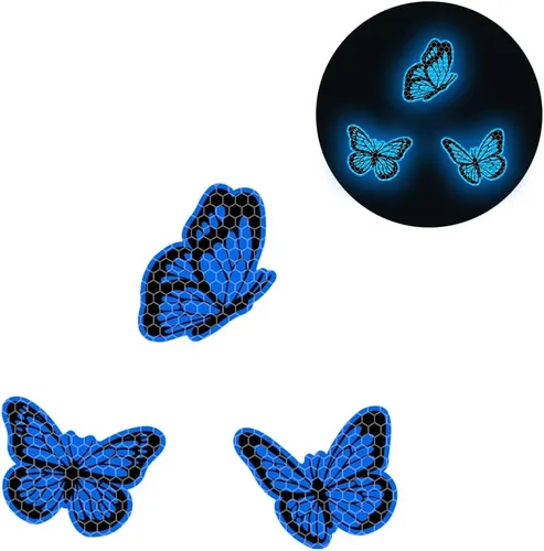 Vista 2 de Juego de 3 calcomanías reflectantes de alta intensidad para automóvil, diseño de mariposa, decoración de coche, impermeable, parachoques de coche