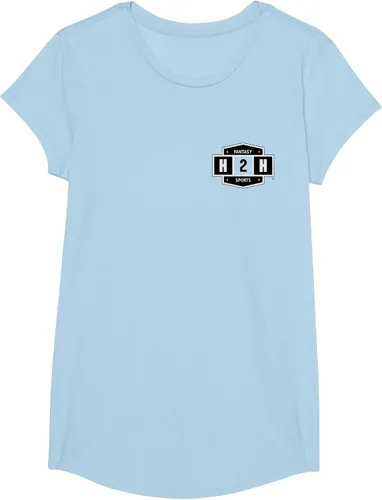 Vista 19 de H2H Fantasía Deportes bolsillo logotipo playera, Césped Azul Pastel