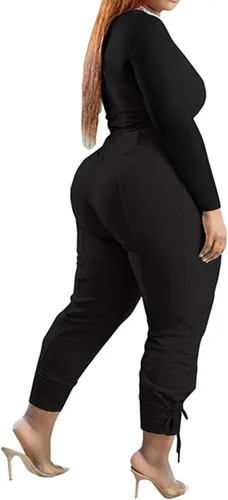Vista 2 de Halfword Two Piece Outfits for Women V Neck Long Sleeve Crop Top Pants Set Sweatsuits Tracksuits