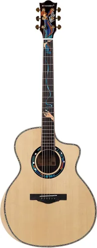 Vista 6 de Stansen T-930C Guitarra acústica de madera maciza GF Cutaway cuerpo Guitarra
