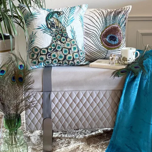 Vista 67 de The HomeCentric Funda de almohada con cremallera, funda de cojín azul de 12 x 12 pulgadas, funda de cojín de algodón bordado para sofá, diseño