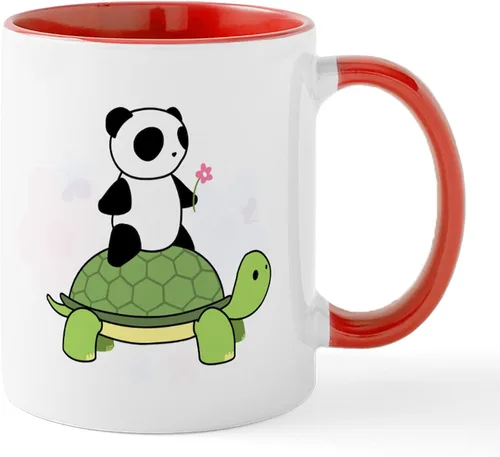 Vista 45 de CafePress Turtle And Panda - Taza de café de cerámica de 11 oz (11.0 fl oz)