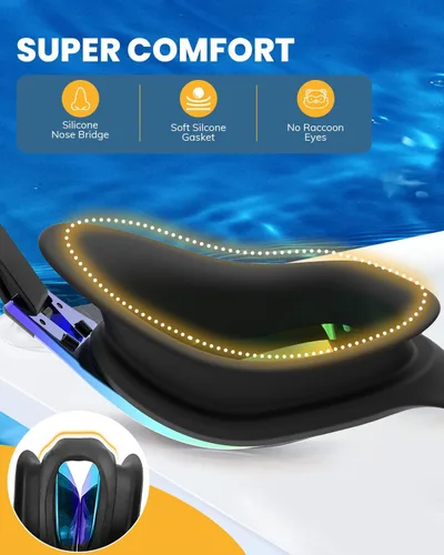 Vista 4 de MOXTOYU Swimming Goggles 2 Pack, Professional Anti Fog No Leaking UV Protection Swim Goggles for Women Men Adult Youth