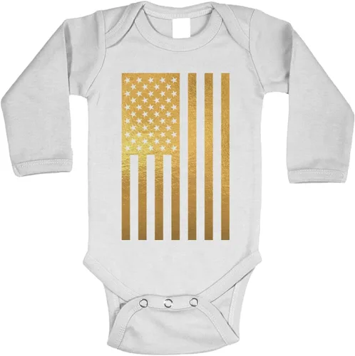 Vista 9 de Tcombo Bandera americana negra envejecida - Body de Estados Unidos Negro - Lámina dorada