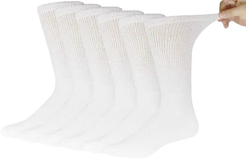 Vista 27 de 6 pares de calcetines tipo crew de algodón para diabéticos sin compresión para neuropatía