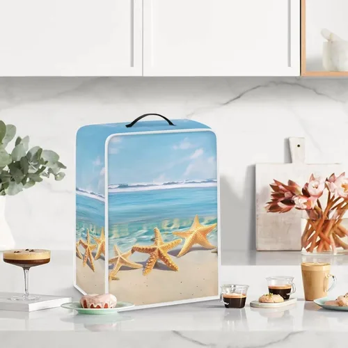 Vista 3 de Funda para cafetera, poliéster, azul, se adapta a la mayoría de máquinas de café estándar, protector resistente al polvo, huellas dactilares