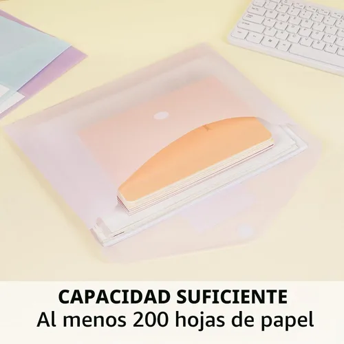 Vista 3 de EOOUT 7 sobres de plástico, carpetas de archivos de plástico para documentos, carpetas de archivos con cierre de con bolsillo para etiquetas