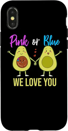 Vista 5 de Pink Or Blue Parents Gender Reveal Baby Shower Party Avocado Case for iPhone 17