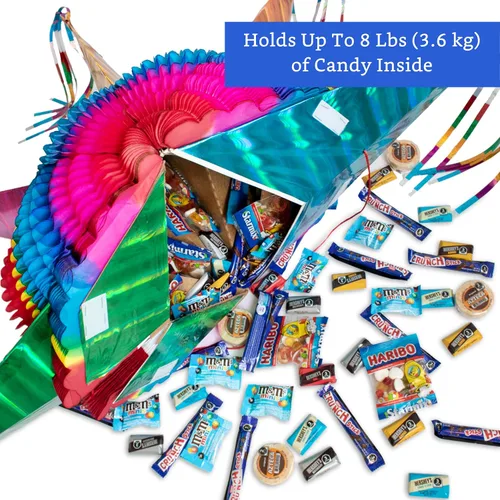 Vista 8 de Pancartas de fiesta mexicana (paquete de 5, 10 diseños de banderas de papel de seda por pancarta) + piñata mexicana (XL de 36 pulgadas), pancarta