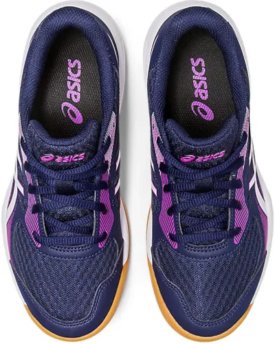 Vista 6 de ASICS Upcourt - Zapatos de voleibol escolares de 5 grados para niños, Azul FrancésBlanco