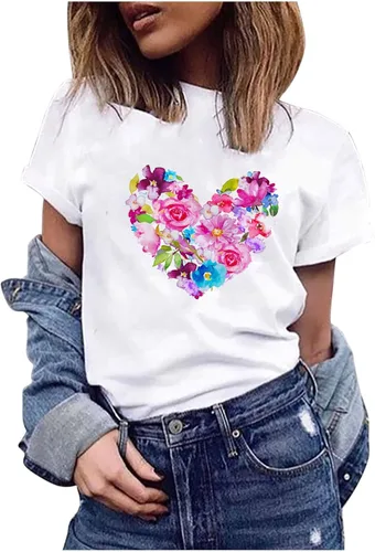 Vista 4 de Womens Causal T Shirt Dream Catcher Print Tees Tshirt Summer Round Neck Tunic Shirts O-Neck T-Shirts Slim Girls Blouses