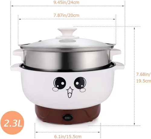 Vista 8 de Olla caliente eléctrica multifuncional de 4 en 1 para saltear, parrilla, wok, olla caliente eléctrica para fideos, cocinar arroz, guiso, sopa