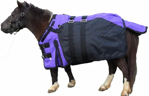Vista 12 de Manta de invierno de 42" 1200D para potro, poni, caballo, y asno en miniatura rojo BLK 51946 Challenger