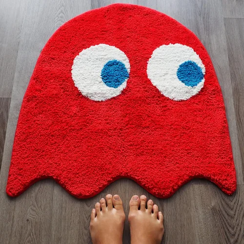 Vista 8 de Evovee Alfombra de baño roja, bonita alfombra de baño divertida, decoración divertida, alfombra roja para dormitorio, divertida, divertida, redonda