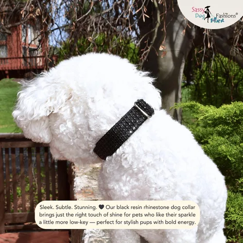 Vista 8 de Collar de perro con diamantes de imitación, hebilla grabada y opciones de correa, collares de perro brillantes a la moda, joyas brillantes
