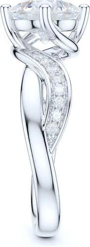 Vista 4 de Anillo de compromiso de plata esterlina con diamantes de corte redondo o moissanita de imitación de 2 quilates