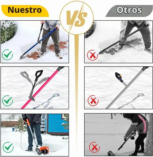 Vista 4 de Mango universal para pala de nieve, accesorio de mango protector de espalda para pala de nieve, extensión de mango ergonómico de elasticidad, ajuste
