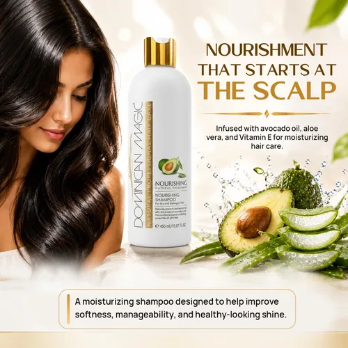 Vista 7 de DOMINICAN MAGIC Champú nutritivo e hidratante de aceite de aguacate para todo tipo de cabello, champú hidratante con vitamina E y queratina, champú