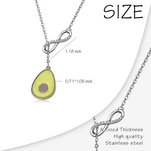 Vista 7 de WENATA - Collar con colgante de aguacate para amante del aguacate, regalo de amistad, collar de aguacate, amante del aguacate, regalo para amante