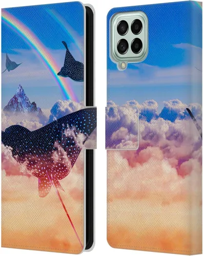 Vista 8 de Head Case Designs Officially Licensed Dave Loblaw Boy Painting Moon Clouds Sci-Fi and Surreal Leather Wallet Case Compatible with Samsung Galaxy M53