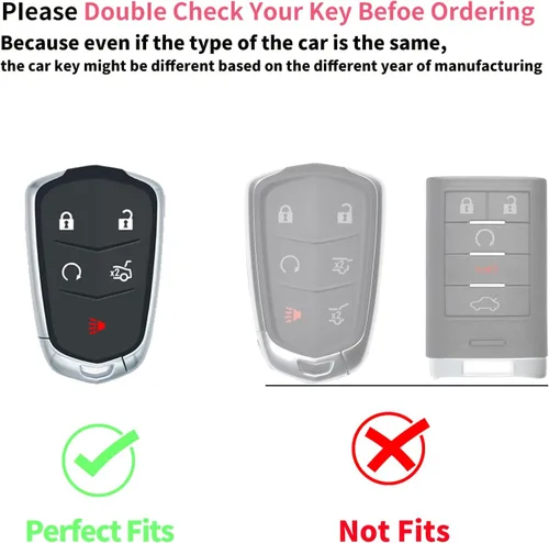 Vista 2 de Funda para llavero Cadillac, TPU suave protección de 360 grados para CTS SRX XT5 ATS STS CT6 2015-2019, Negro