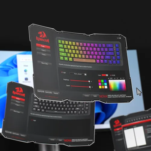 Vista 8 de Redragon K709 Teclado para juegos RGB con junta con cable al 65%, teclado mecánico compacto de intercambio en caliente de 68 teclas con enchufe