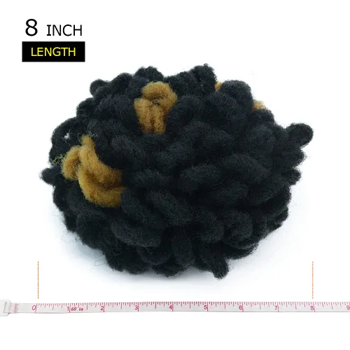 Vista 4 de Moños de Cola de Caballo con Cordón Negro Marrón Loc para Mujeres Negras Moño Rizado de Pétalo Loc Cola de Caballo de Rastas Trenzas Faux Locs Moño