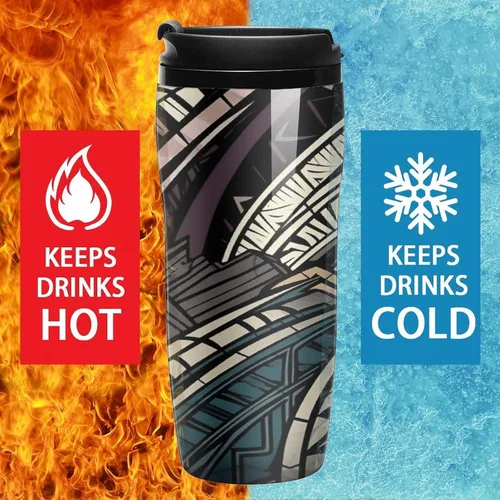Vista 5 de Art Deco Geometric Pattern Coffee Cup Hot Coffee Travel Mug Reusable Iced Coffee Cups Double Heat Insulation Coffee Mug with Leak-Proof Lid Stylish