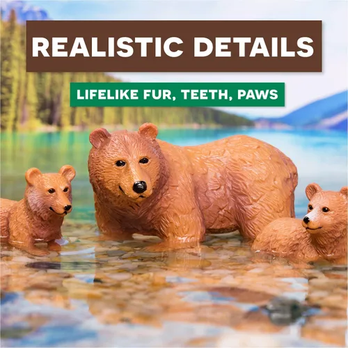 Vista 7 de Terra by Battat Conjunto familiar realista de oso pardo - 4 figuras de animales de plástico para niños, animales educativos de zoológico y juguetes