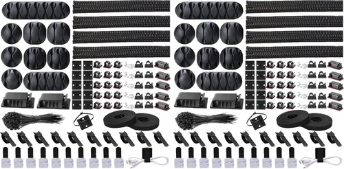 Vista 6 de Kit organizador de cables 4 fundas de cables divididas 192PCS Gestión de cables