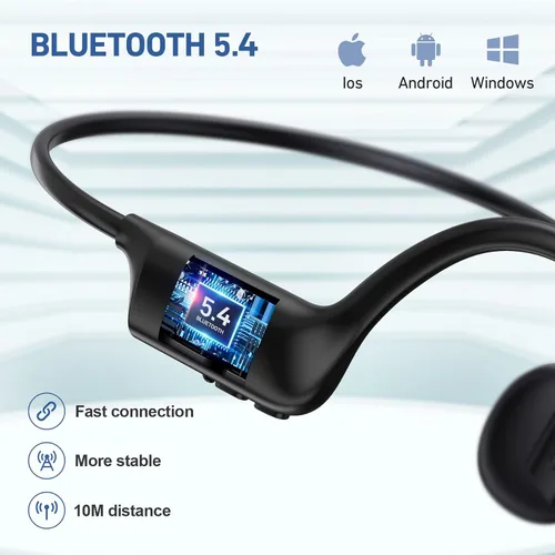 Vista 5 de Auriculares de conducción ósea Bluetooth 5.4, inalámbricos con micrófono, deportivos IPX6 impermeables, tiempo de reproducción de 12 horas