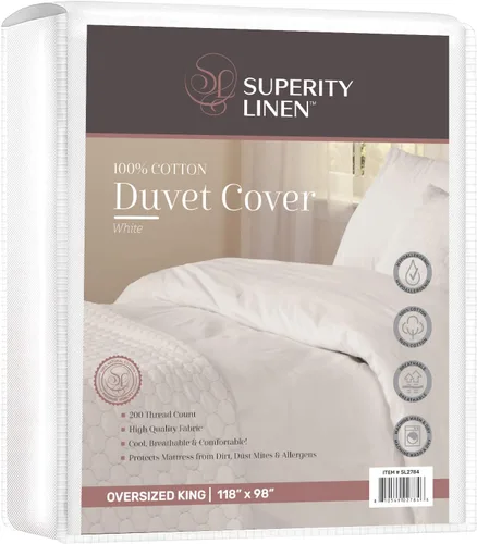 Vista 10 de Superity Luxurious Hotel Quality Funda de edredón tamaño individual – 100% algodón suave y cómodo – Diseñada para edredón tamaño individual – 200