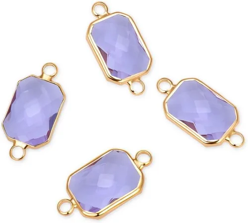 Vista 7 de Adabele 5pcs grado A abril diamante claro piedra natal conector rectángulo de corte radiante enlace 0.551 in plateado plata cristal Rhinestone Bead